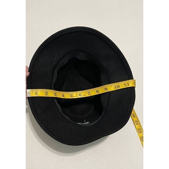 Black Wool Cloche Hat with Band Winter Fall Fashion Hat Floppy Boho Gold Accents - Picture 4 of 9